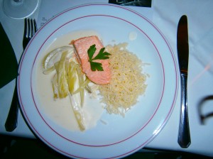 Salmon Steak with Fennel-Sour-Cream-Ragout and Lemon Rice to Quarter Cask Laphroaig